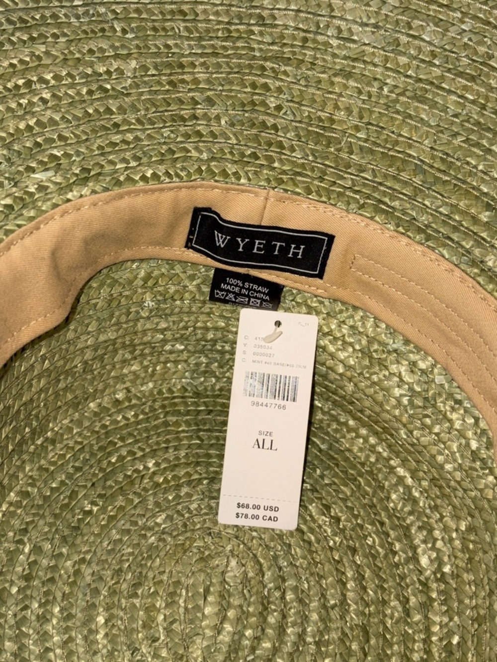 Anthropologie Wyeth Flower Pot Bucket Hat Straw Green Beach Vacation NEW NWT - Picture 10 of 14